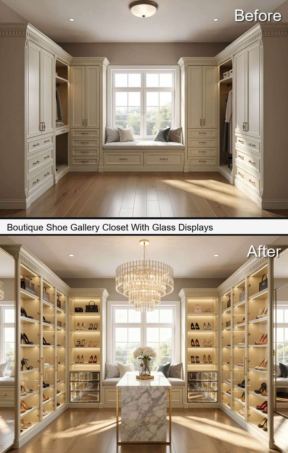 Boutique Shoe Gallery Closet With Glass Displays