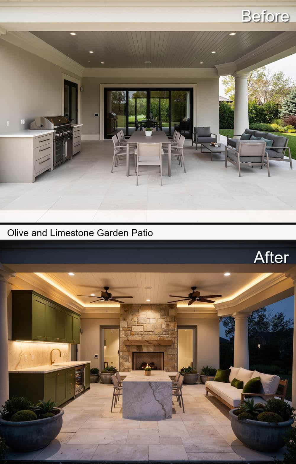 Olive and Limestone Garden Patio