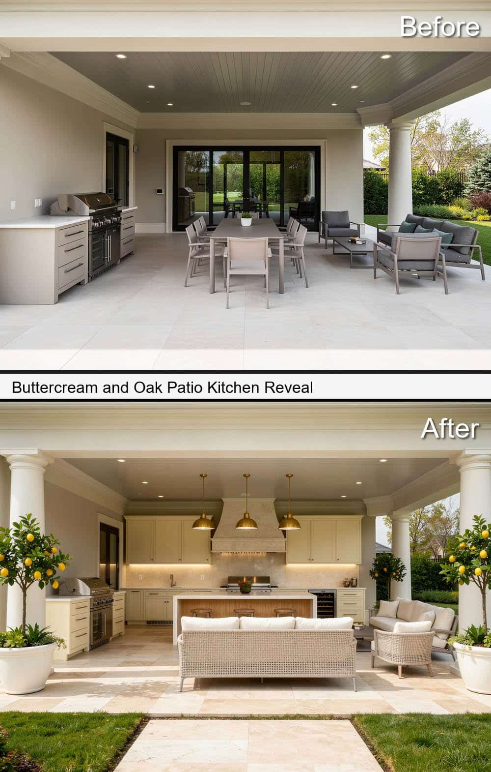 Buttercream and Oak Patio Kitchen Reveal