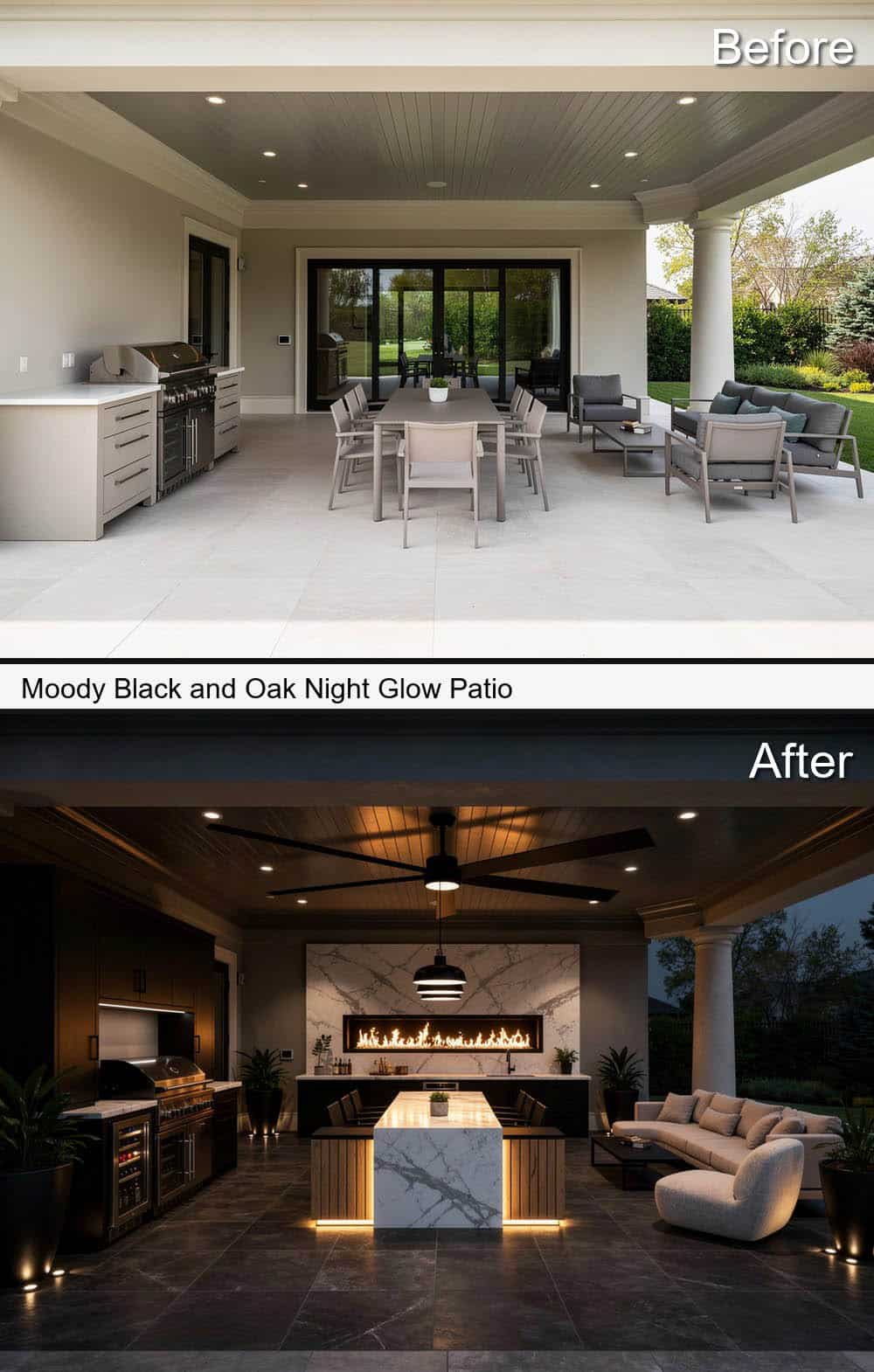 Moody Black and Oak Night Glow Patio