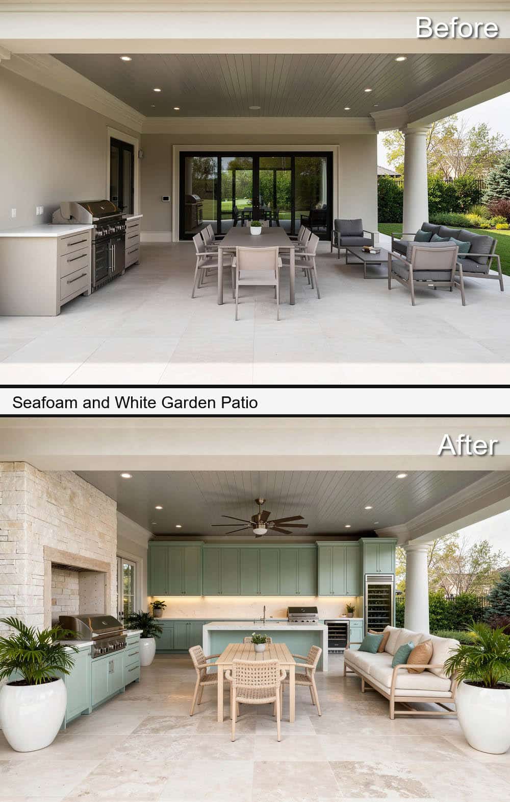 Seafoam and White Garden Patio