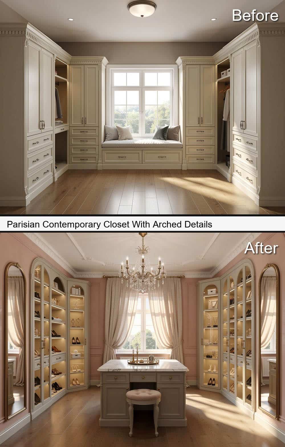 Parisian Contemporary Closet With Arched Details