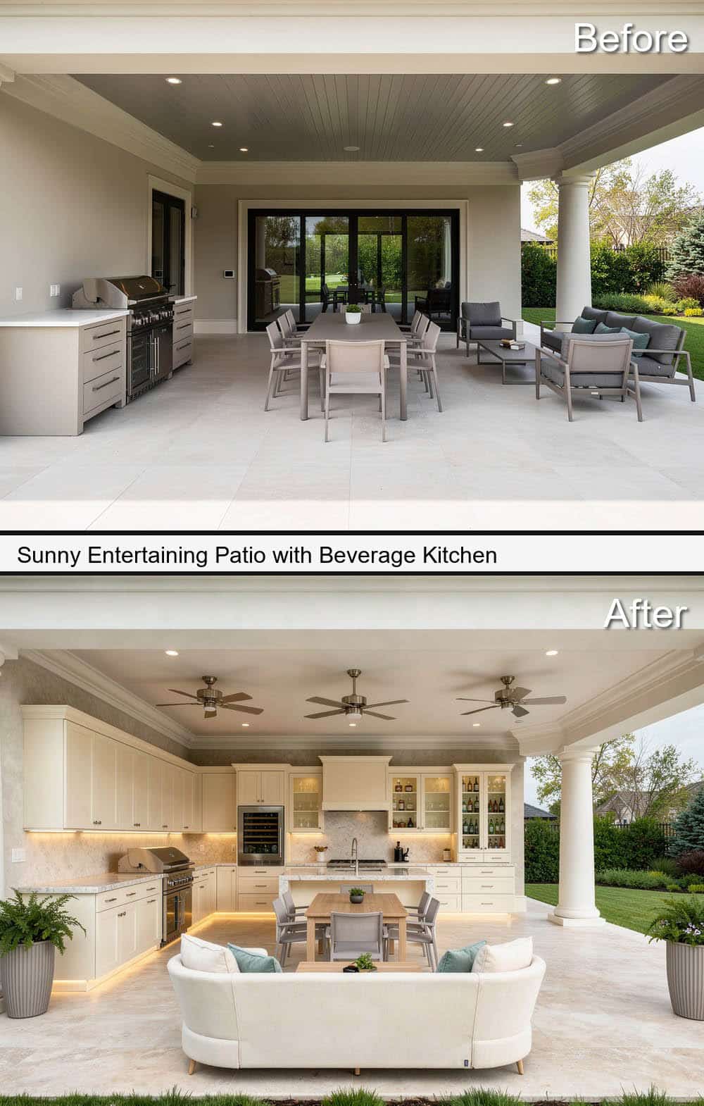Sunny Entertaining Patio with Beverage Kitchen