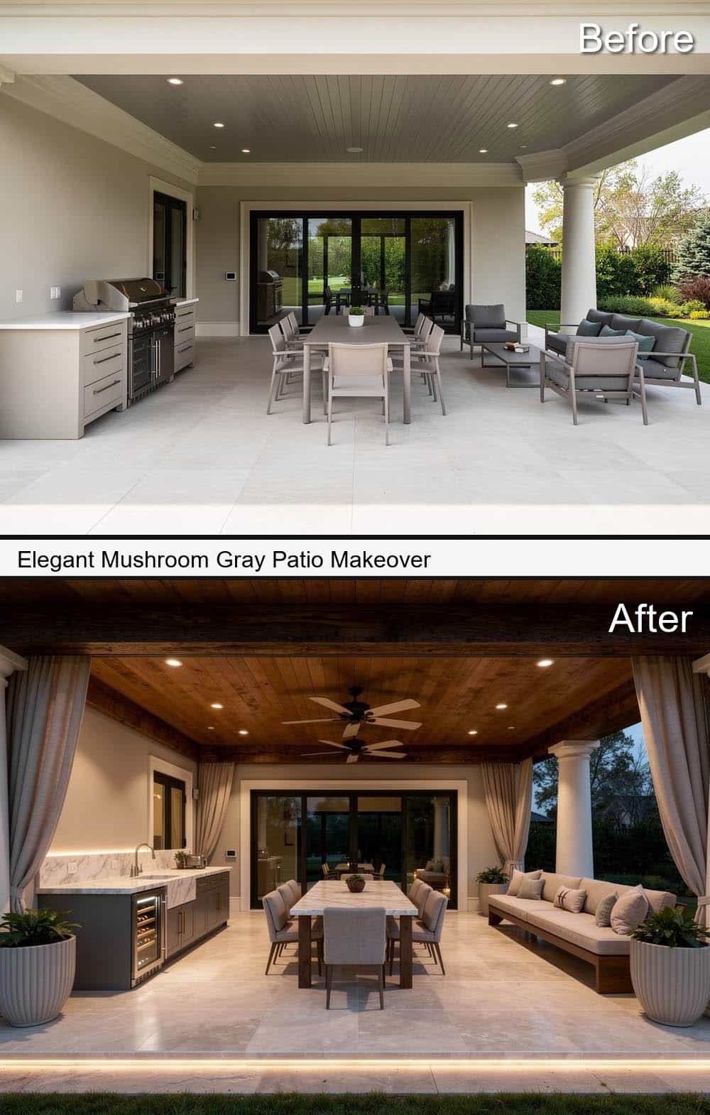 Elegant Mushroom Gray Patio Makeover