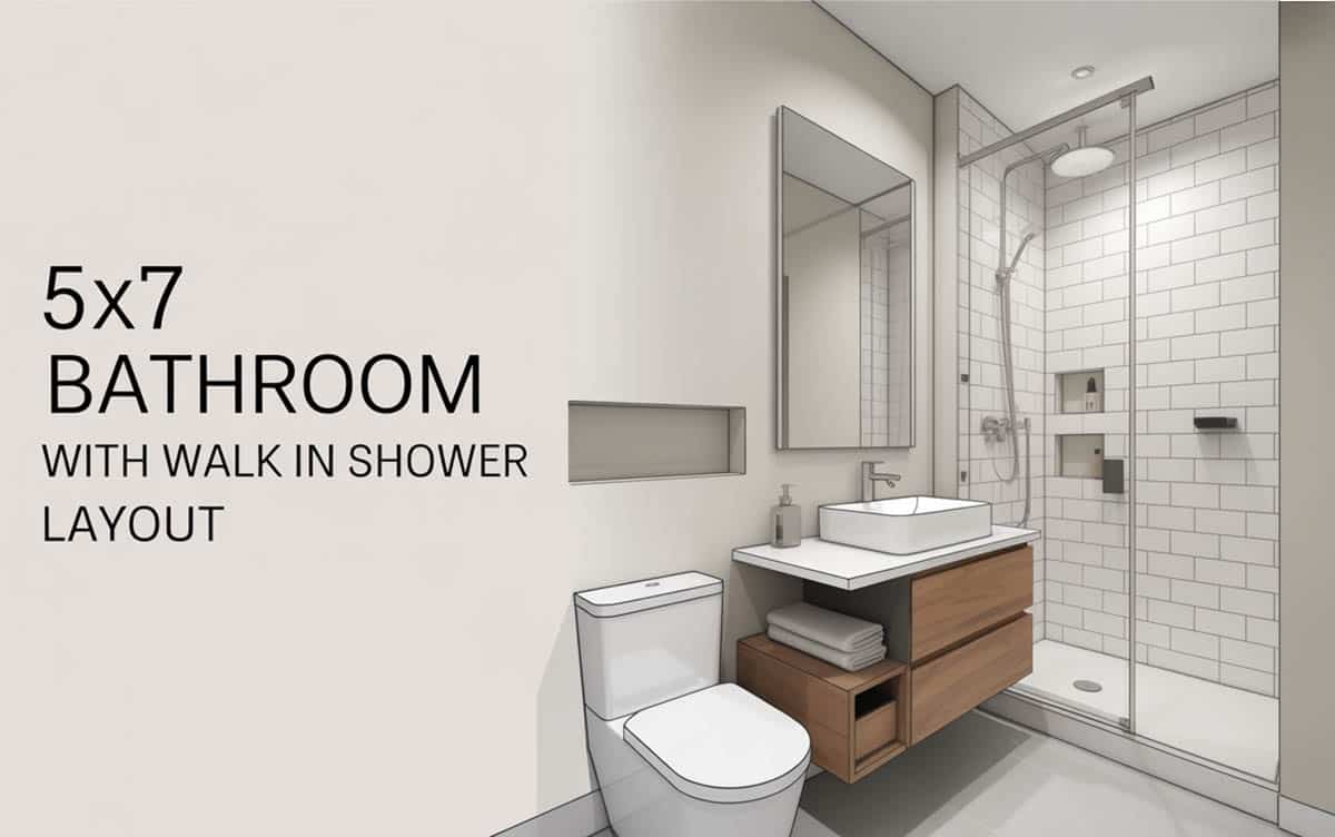 5x7 Bathroom with Walk in Shower Layout