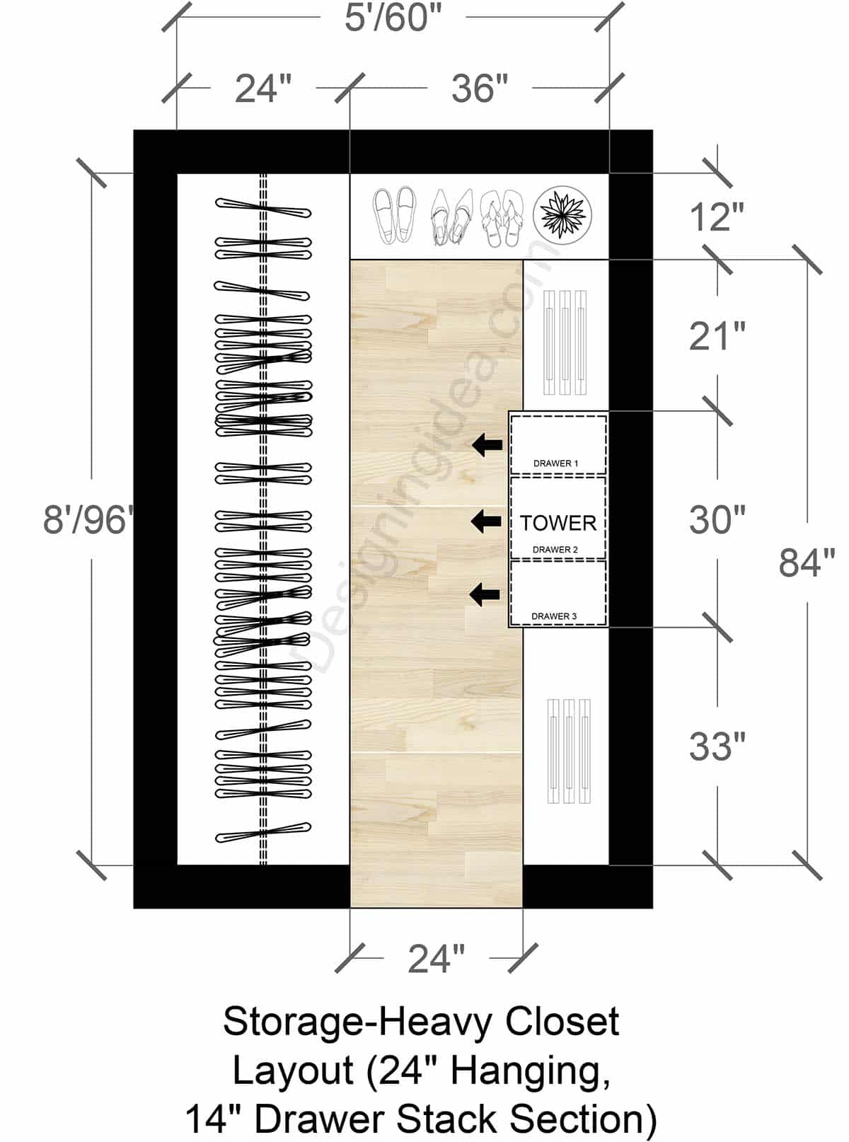 Storage-Heavy Closet Floor Plan