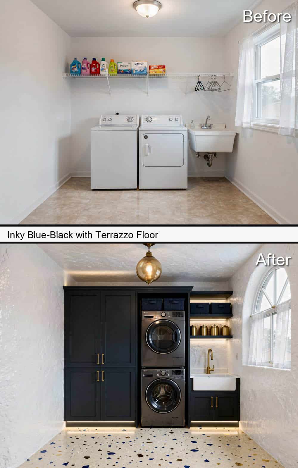 Inky Blue-Black with Terrazzo Floor