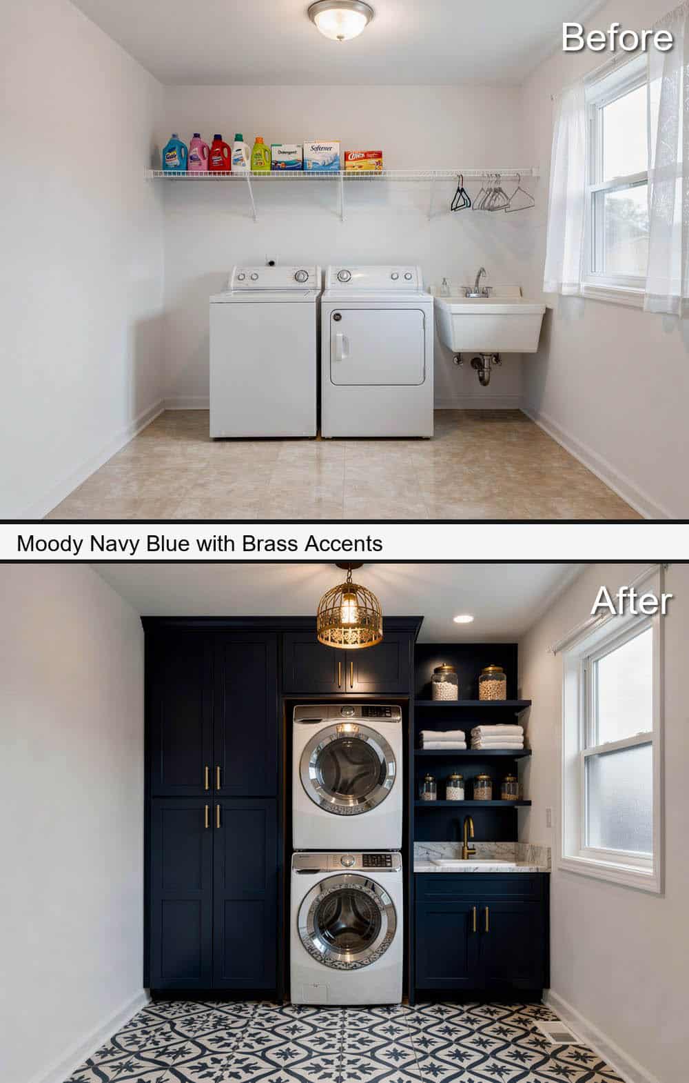 Moody Navy Blue with Brass Accents