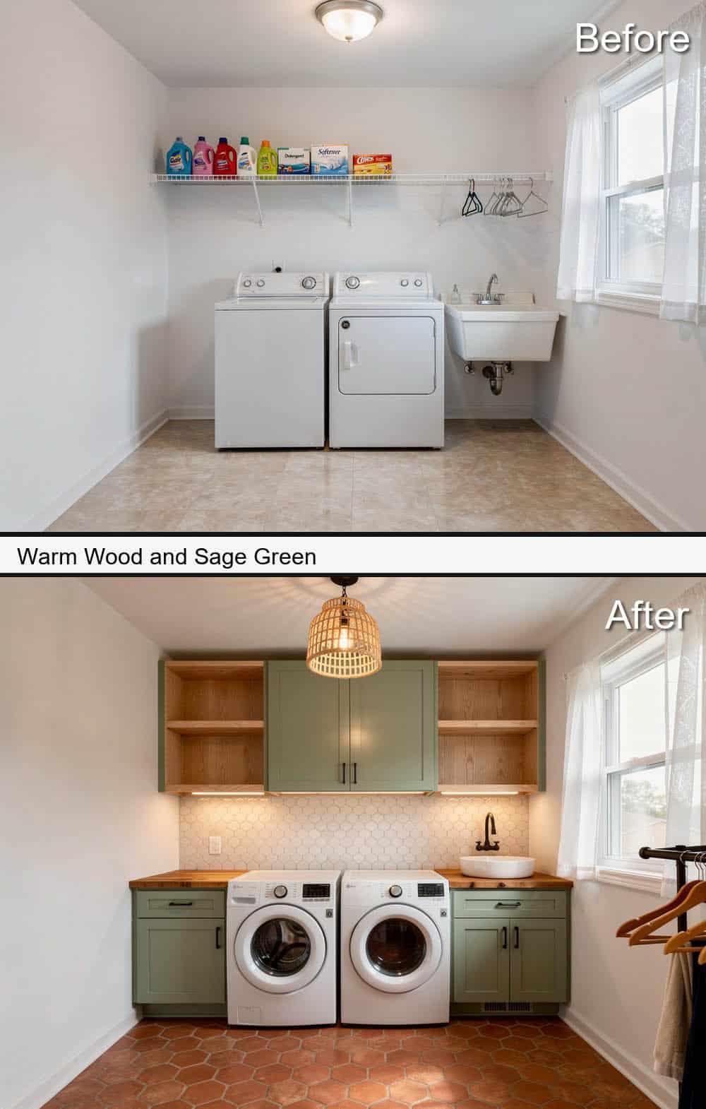 Warm Wood and Sage Green