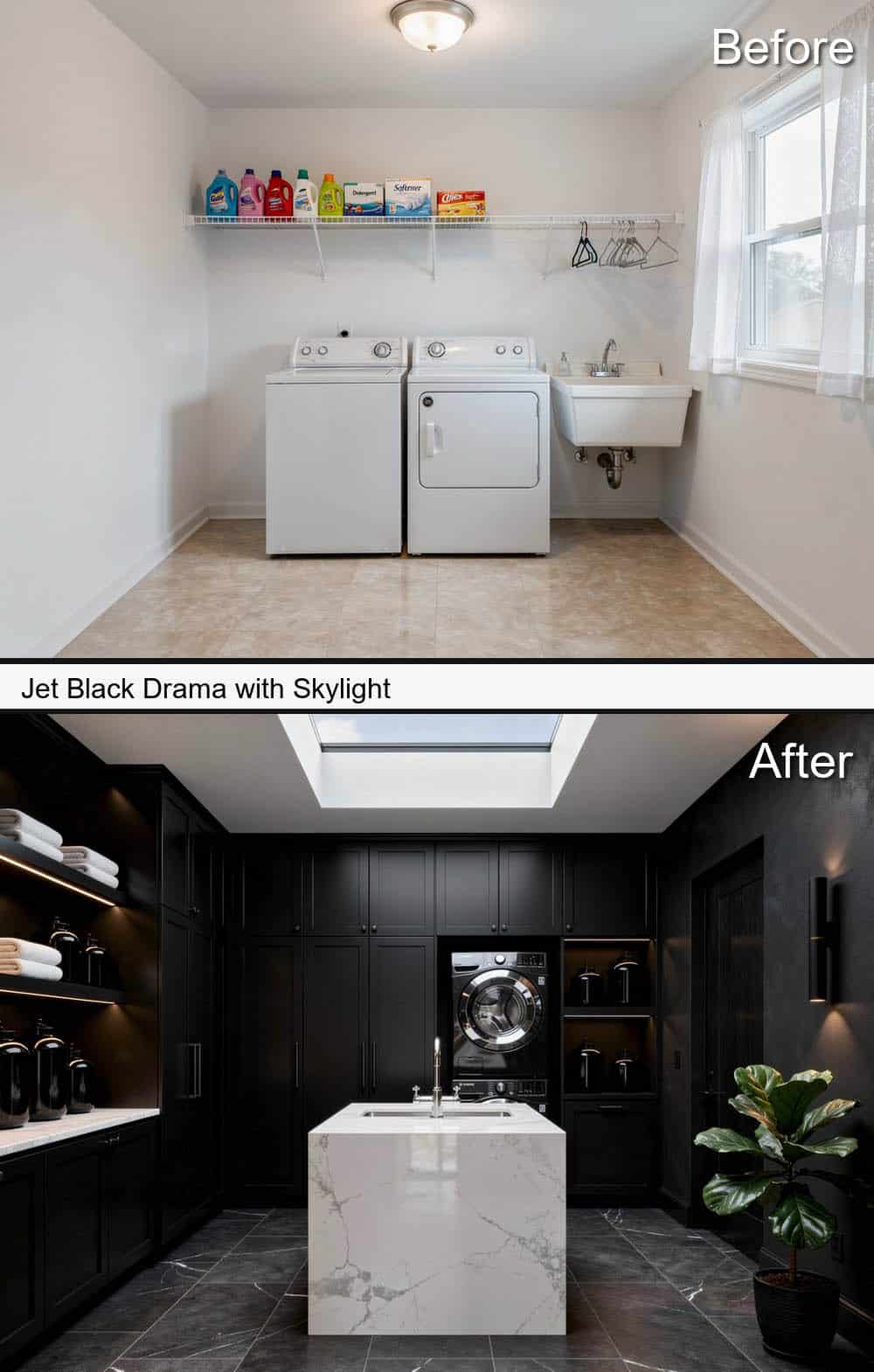 Jet Black Drama with Skylight