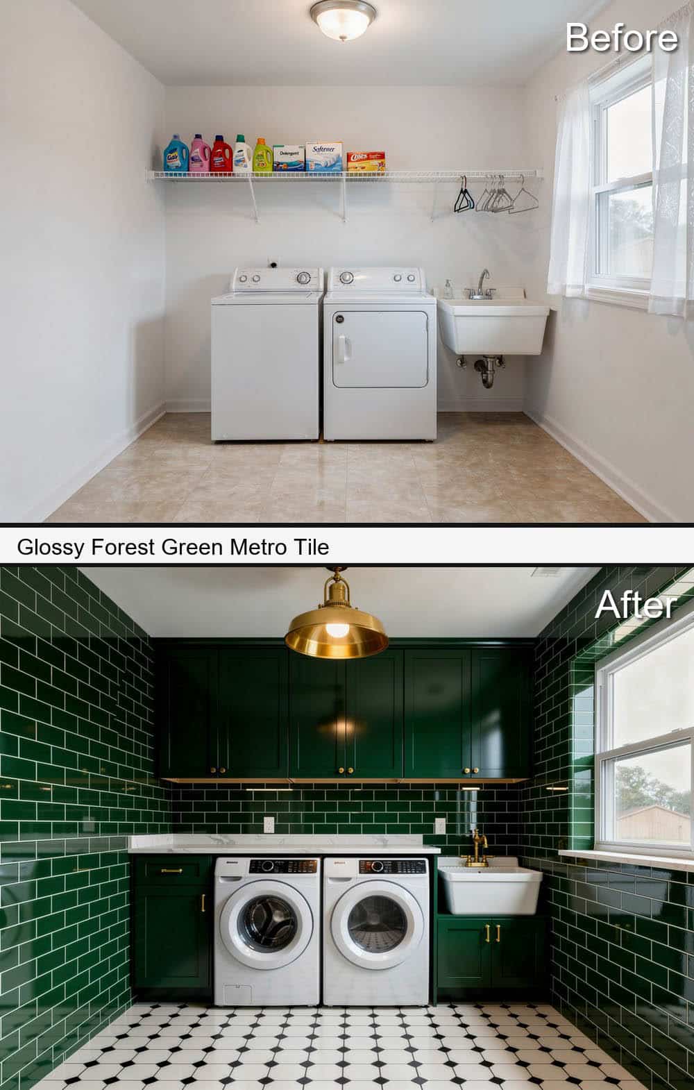 Glossy Forest Green Metro Tile