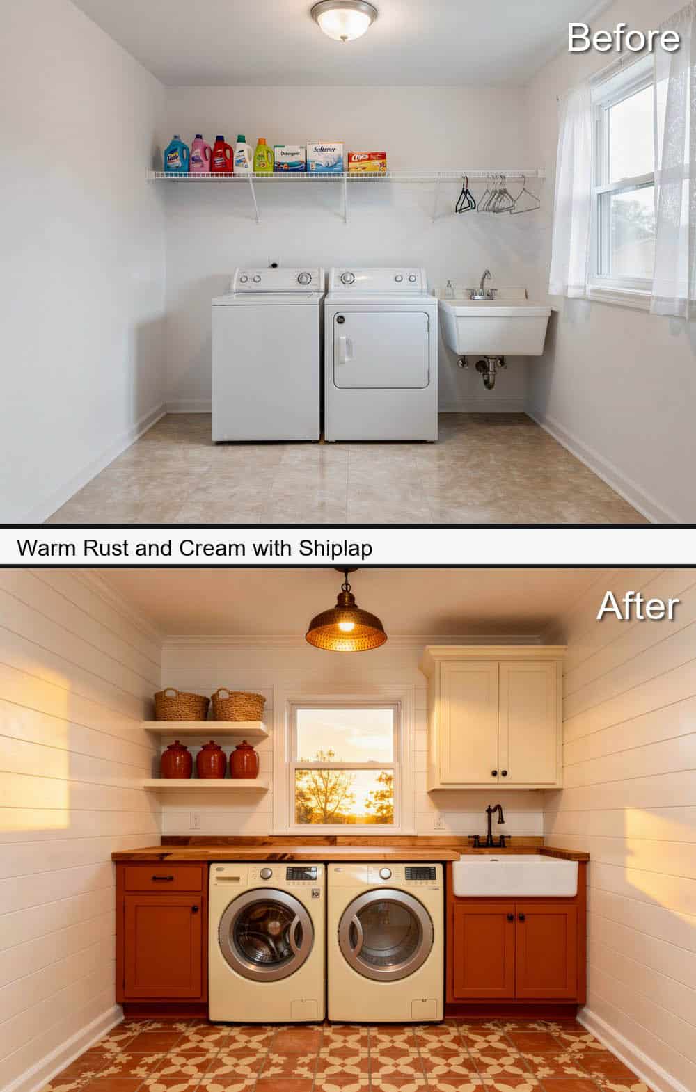 Warm Rust and Cream with Shiplap