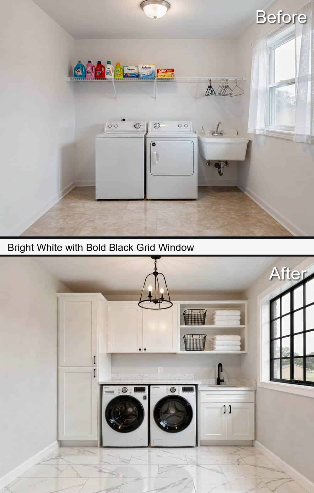 Bright White with Bold Black Grid Window
