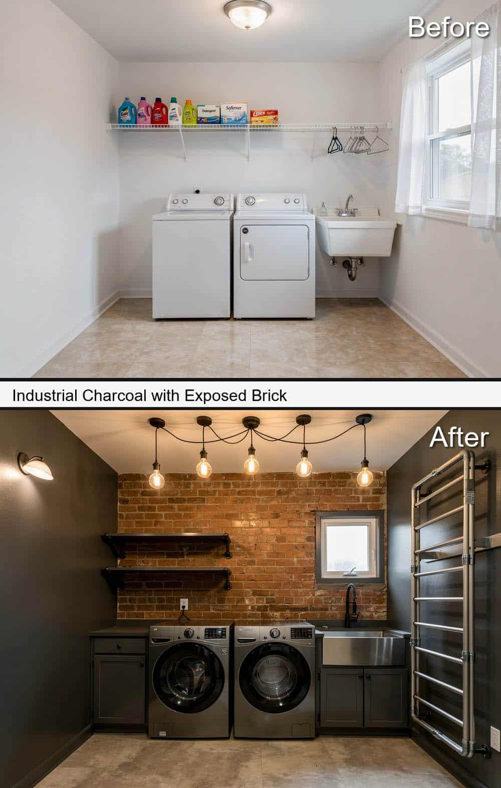 Industrial Charcoal with Exposed Brick