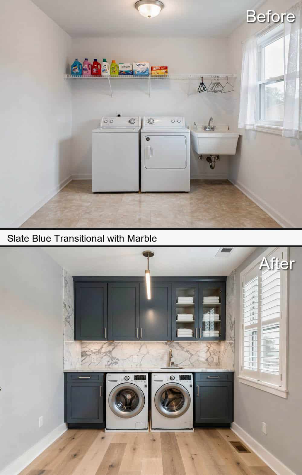 Slate Blue Transitional with Marble