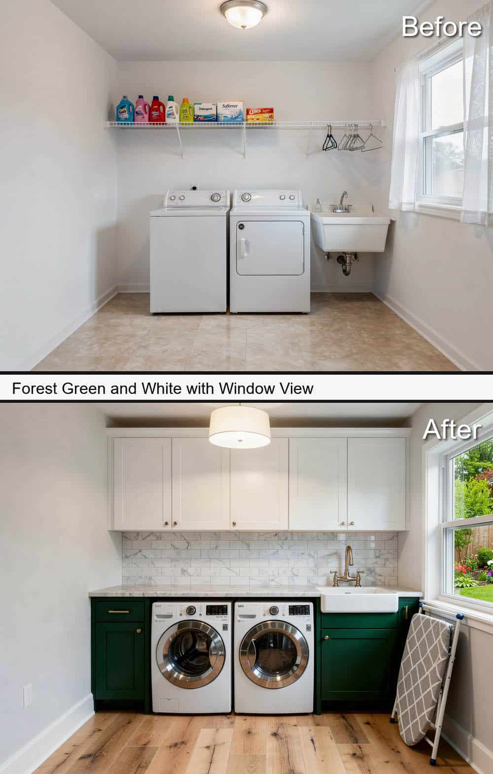 Forest Green and White with Window View
