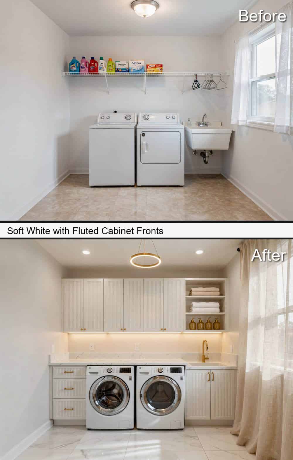 Soft White with Fluted Cabinet Fronts