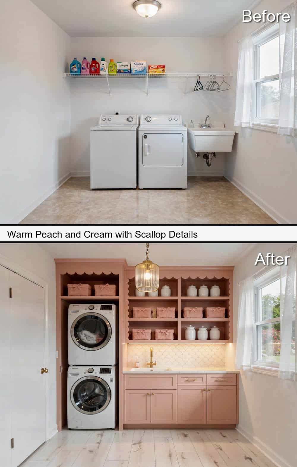 Warm Peach and Cream with Scallop Details