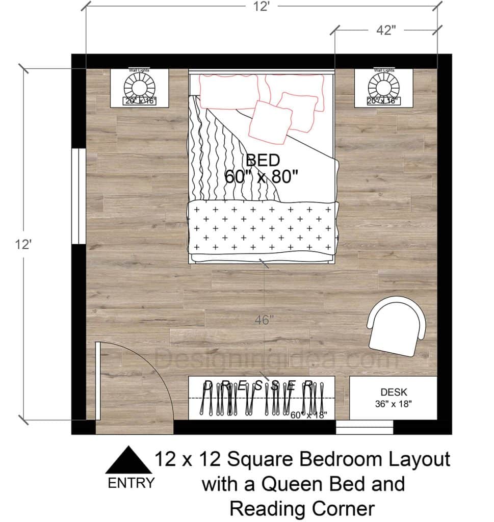 Square Bed Example Square Bedroom Layouts: Small, Medium & Large Designs