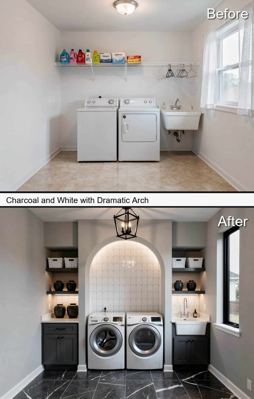 Charcoal and White with Dramatic Arch