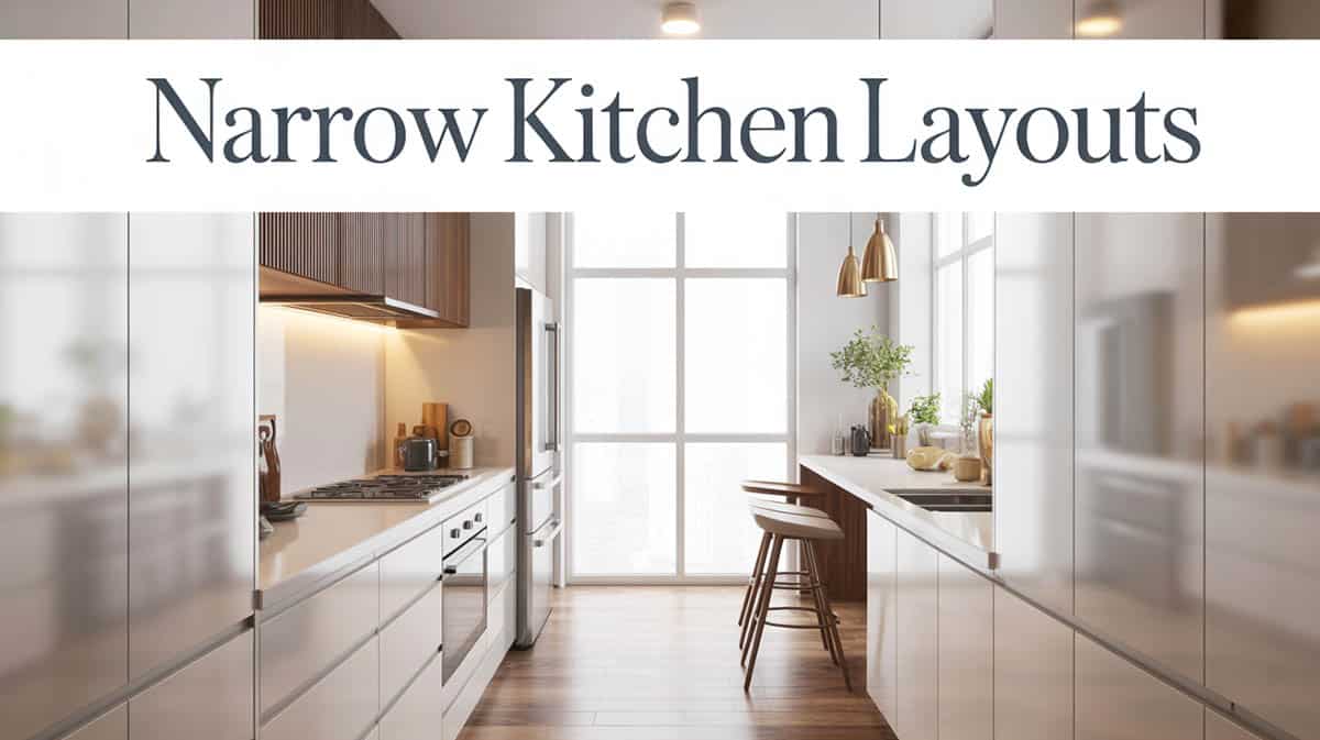 Bright and narrow kitchen design