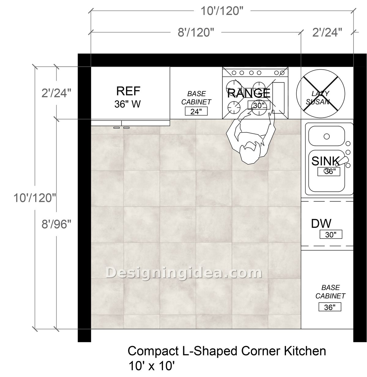 10x10 corner kitchen layout with compact l shaped corner floor plan