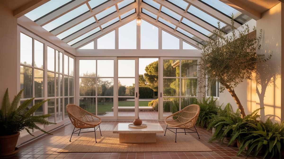 Glass walled sunroom