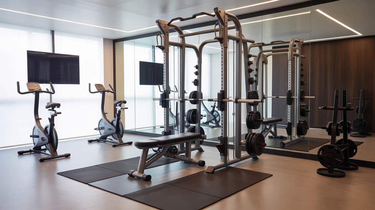 Home gym with exercise bikes