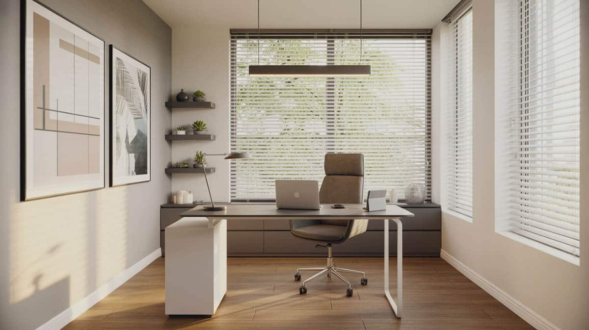 Contemporary home office with modern desk