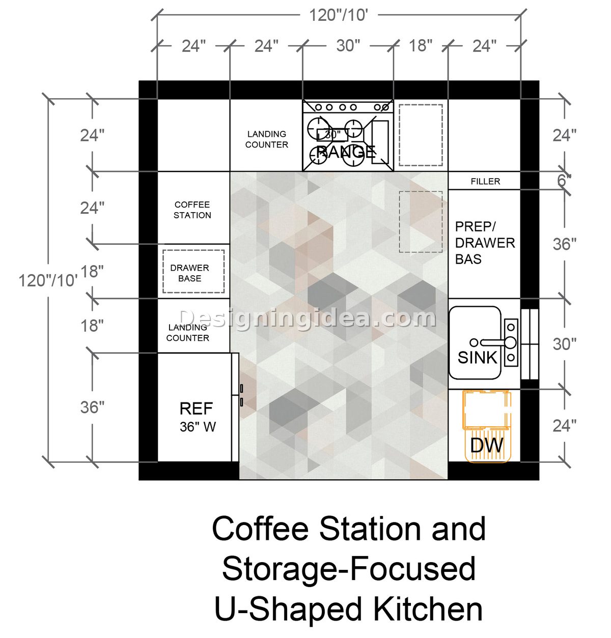 Coffee Station and Storage-Focused U-Shaped Kitchen
