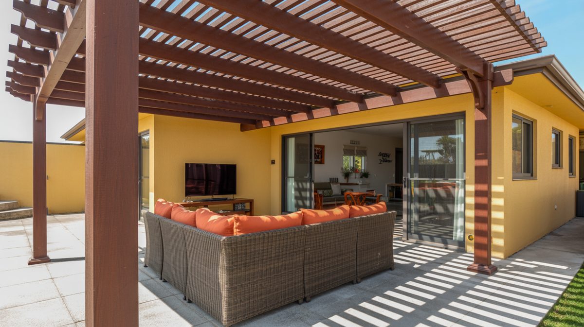 Black Metal Pergola Yellow Canopy Shade Dining Set Garden Lawn