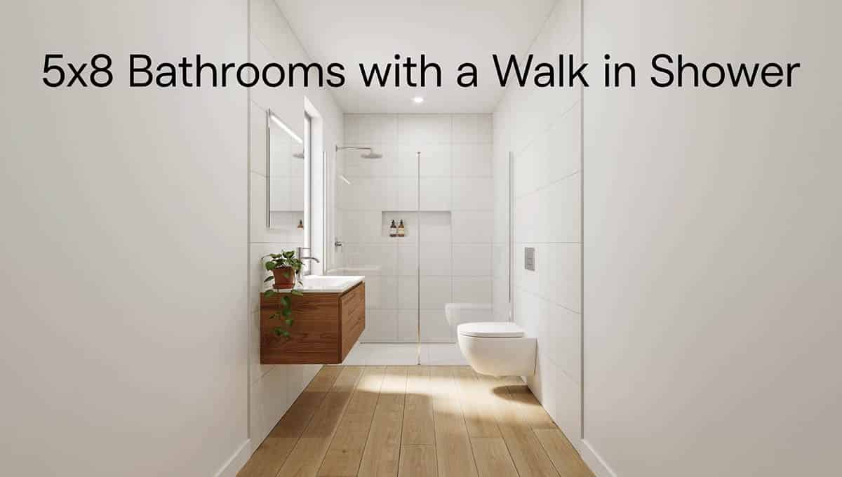 5 ft by 8 ft bathroom with a shower in back
