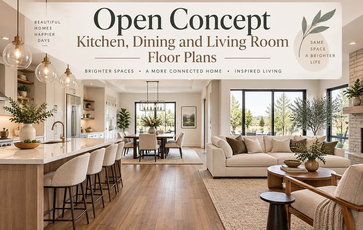 Open Concept Kitchen, Dining and Living Room Floor Plans