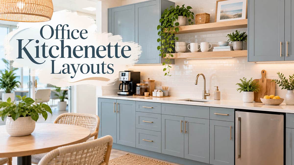 Office Kitchenette Layout with coastal theme